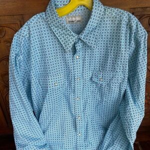 Wrangler Men's Blue Patterned Western Shirt size XXL
